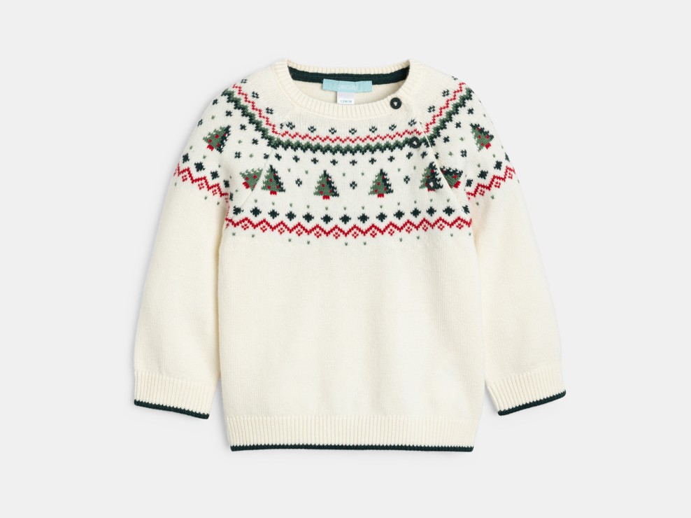 Fantovski bel pulover iz žakarda 1