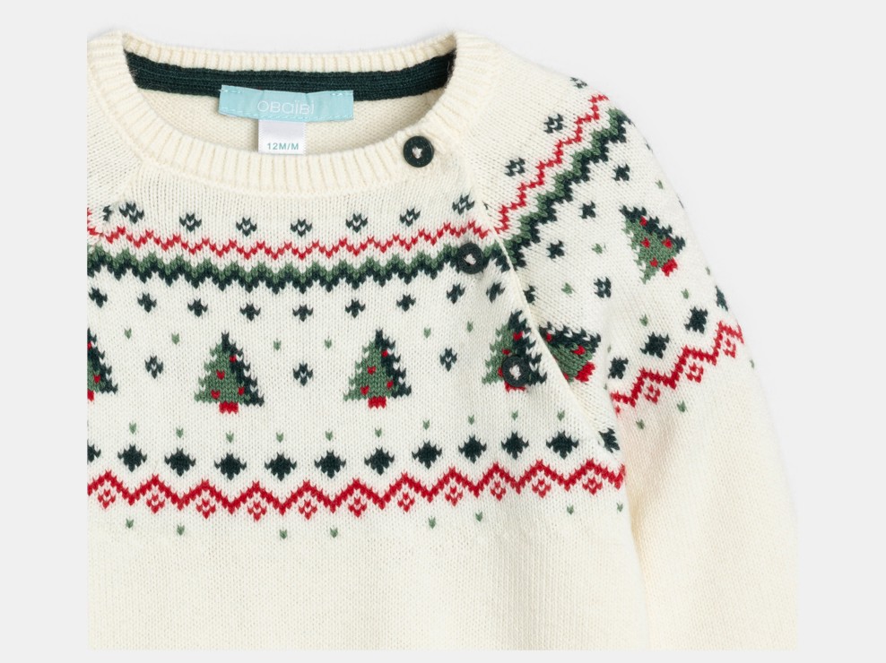 Fantovski bel pulover iz žakarda 2