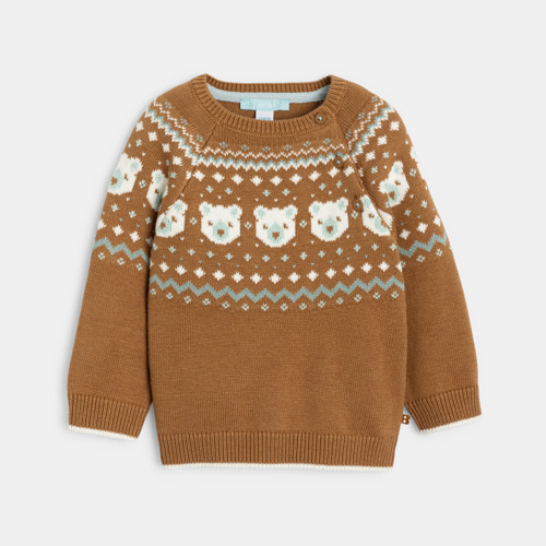 Pull Jacquard Marron Bébé Garçon - Marron Sienne - 6M - OBAIBI