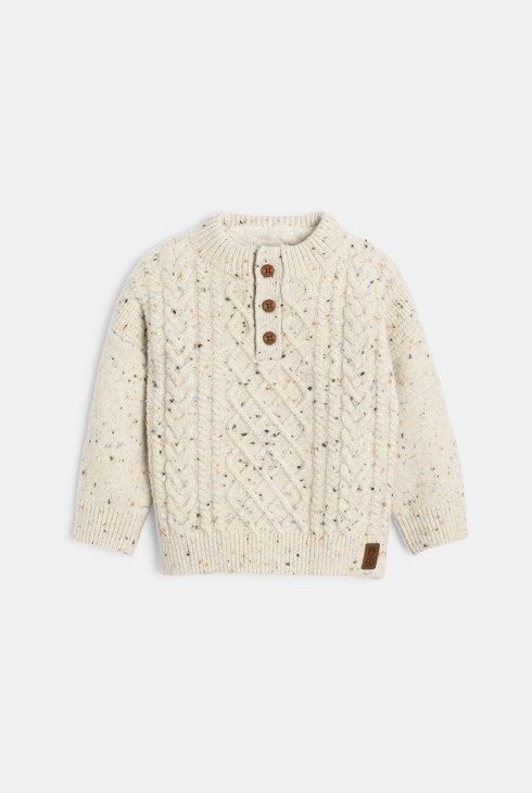 Warmer Zopfstrick-Pullover in Weiß für kleine Jungen 2