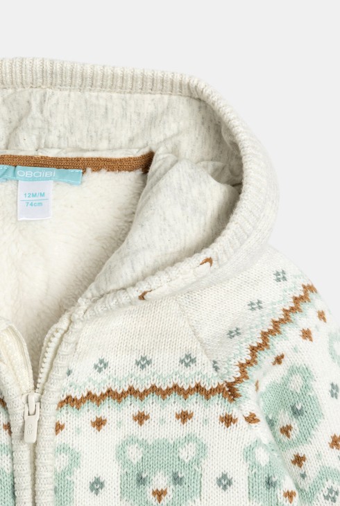 Cárdigan con capucha y cremallera beige bebé niño 2