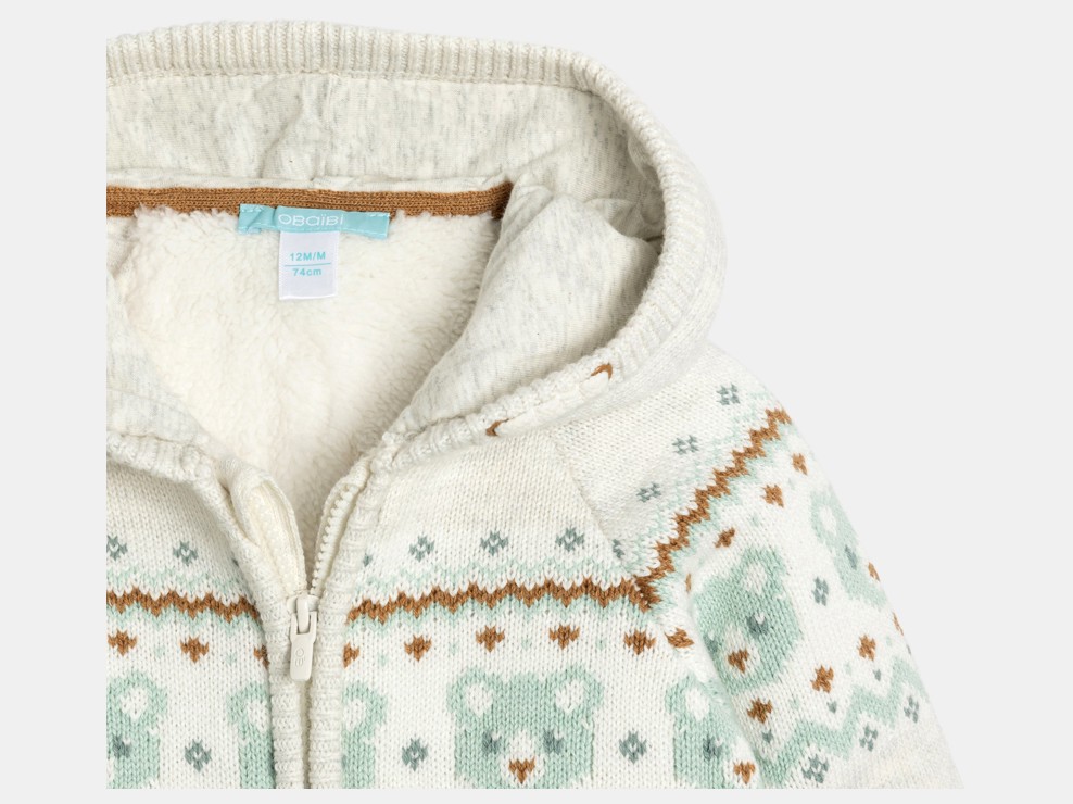 Cárdigan con capucha y cremallera beige bebé niño 2