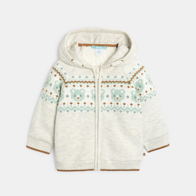 Strickjacke Reißverschluss Kapuze beige Kleinkind Junge