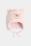 Bonnet péruvien polaire doublé ourson rose bébé fille