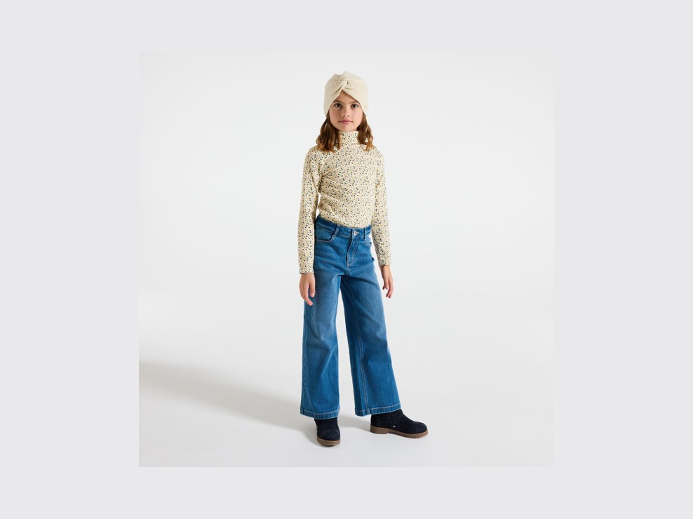 Grünes Langarm-T-Shirt mit Rollkragen und Print für Mädchen 1