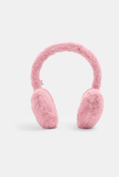 Paraorecchie rosa con cuore in pelliccia ecologica per Bambina 1