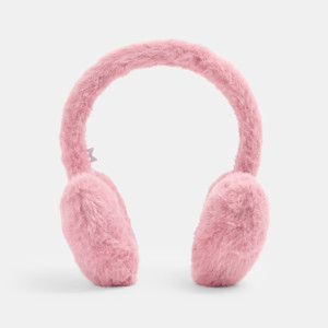 Cache-oreilles cœur en fausse fourrure rose Fille