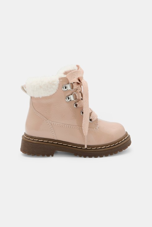 Botas invierno charol rosa con forro bebé niña 1