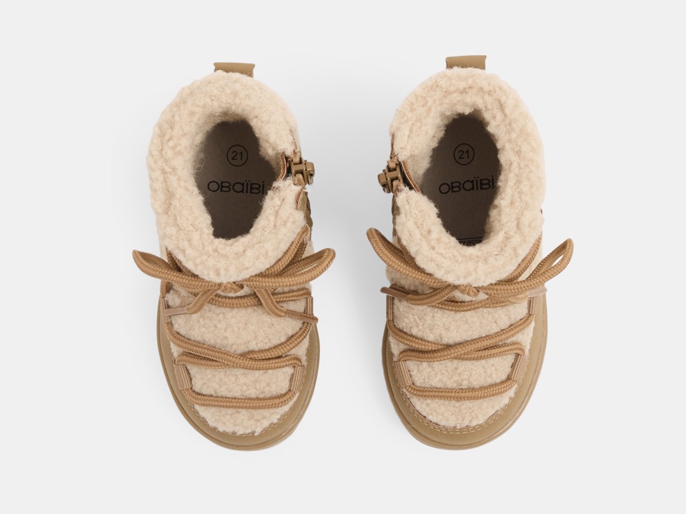 Boots de neige fourrées beige bébé mixte 2