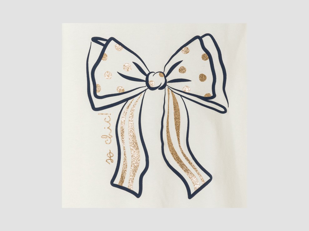 T-Shirt Rollkragen weiß Schleifenmuster Mädchen 2