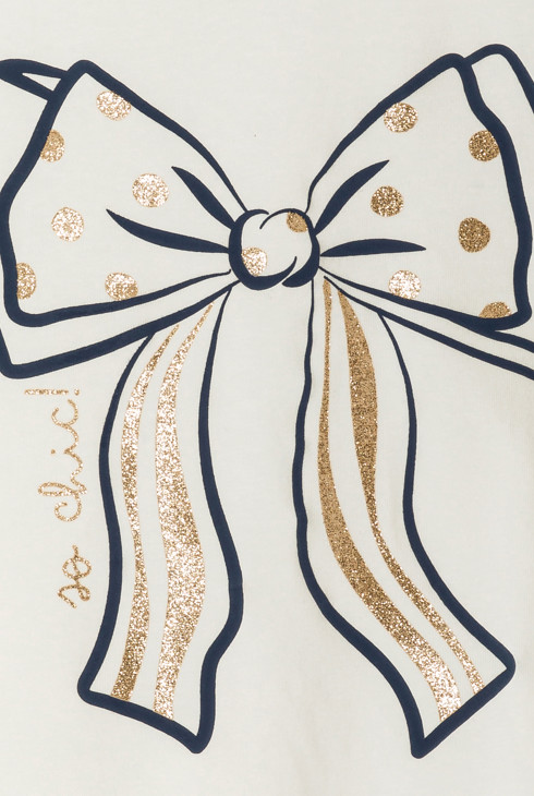 Bijela majica za djevojčice motivom i s rol ovratnikom 2