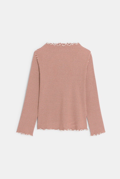 Maglia rossa a righe bambina 1
