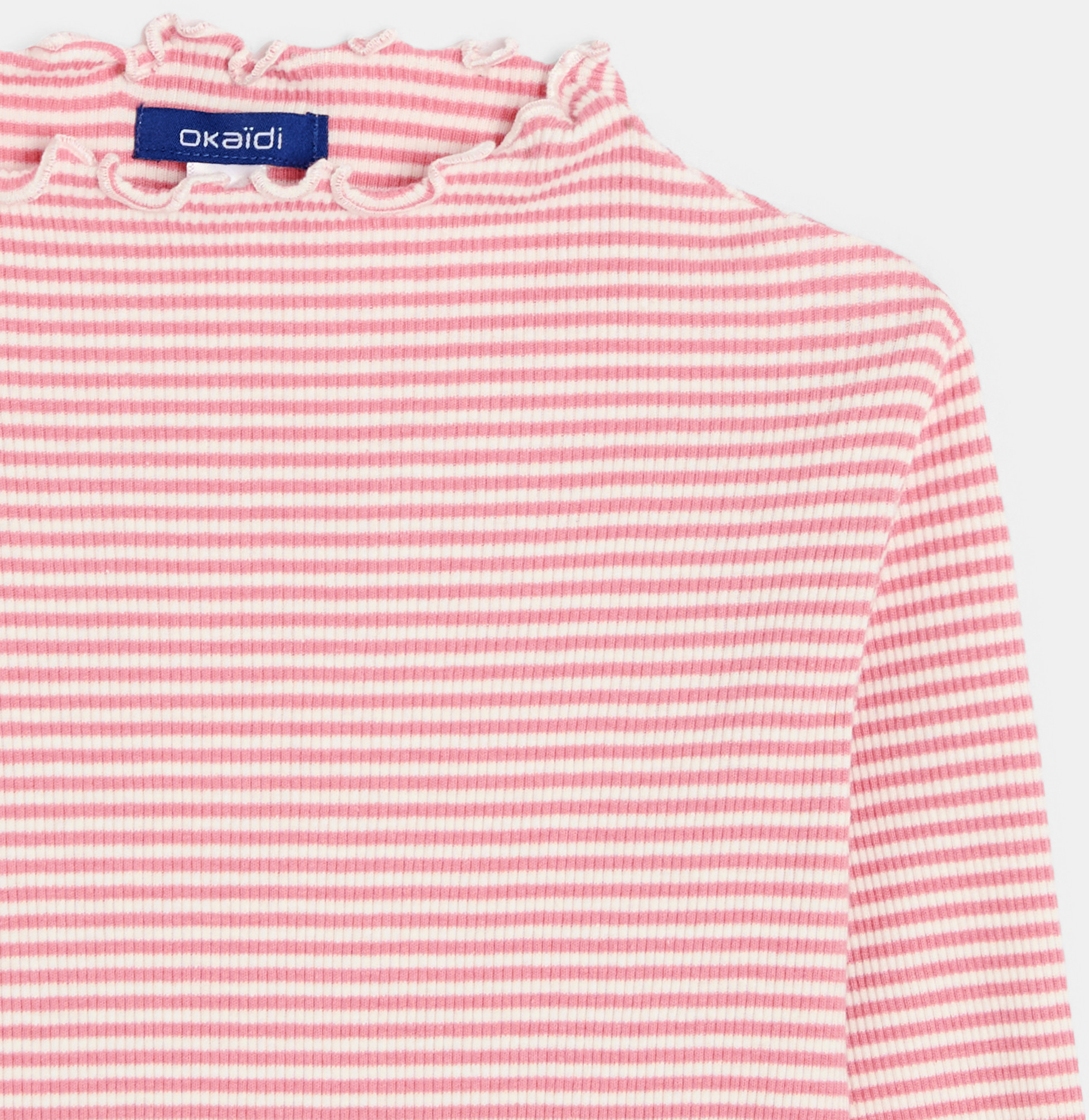 T-shirt rayé rose col montant Fille