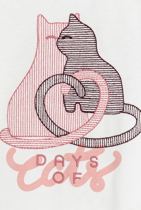 Weißes T-Shirt mit Katzenmotiv für Mädchen 2