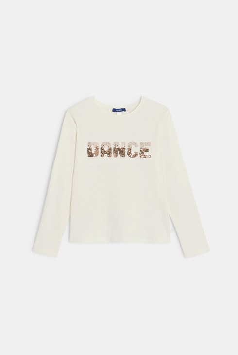 Weißes Langarm-T-Shirt mit Schriftzug für  Mädchen 1