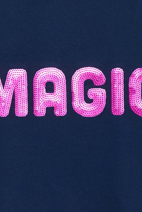 Marineblaues Langarm-T-Shirt mit Aufschrift für Mädchen 2