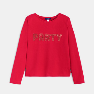 Rotes Langarm-T-Shirt mit Schriftzug für Mädchen