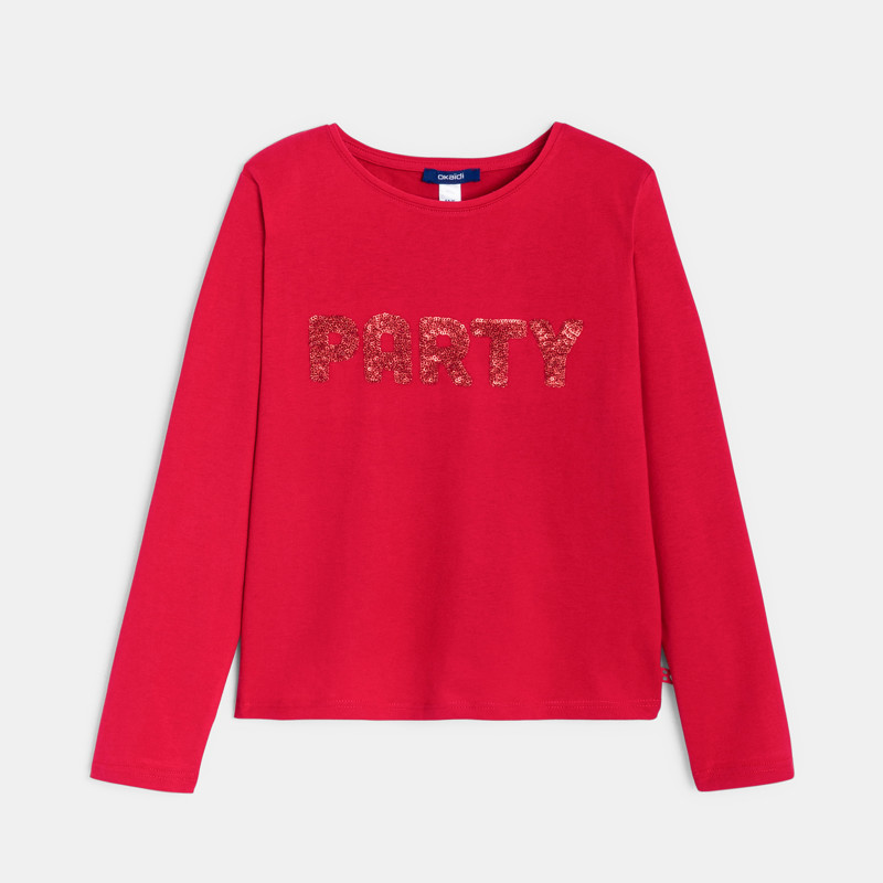 Rotes Langarm-T-Shirt mit Schriftzug für Mädchen