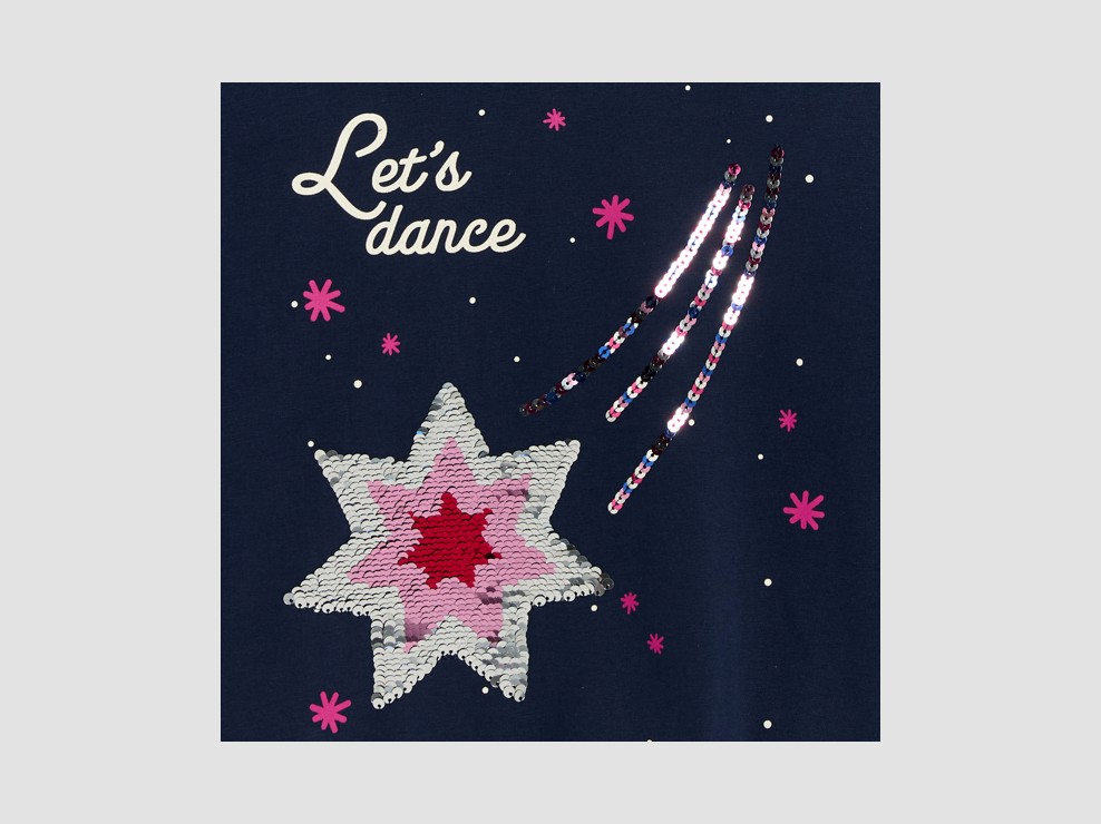 T-shirt bleu à sequins Fille 2