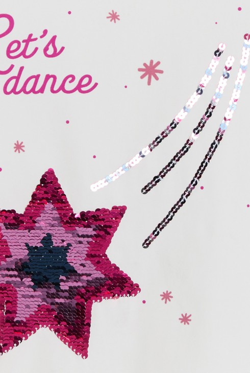 Girl's white sequin T-shirt 2