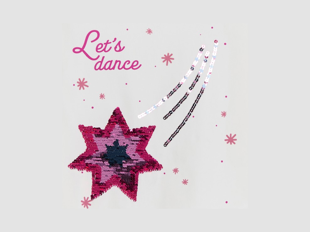 T-shirt bianca con paillettes bambina 2