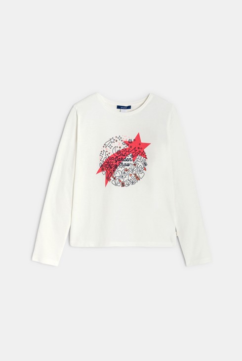 T-Shirt weiß lange Ärmel Mädchen 1