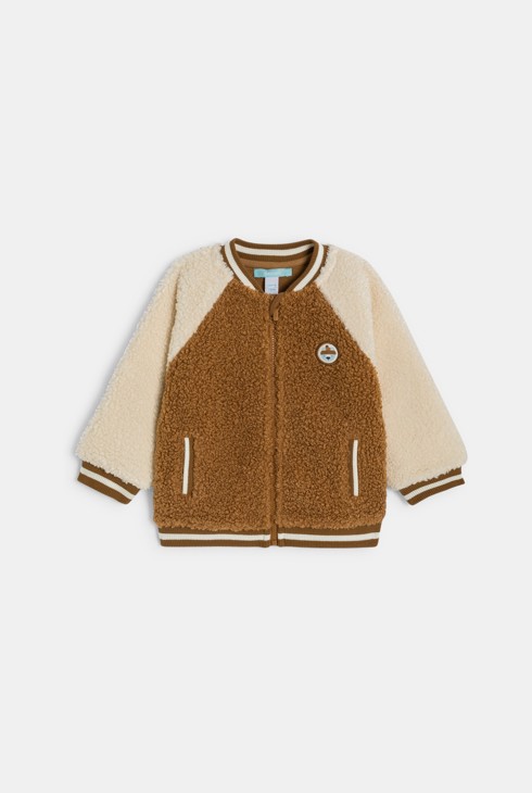 Collegejacke aus Sherpa braun Kleinkind Junge 1