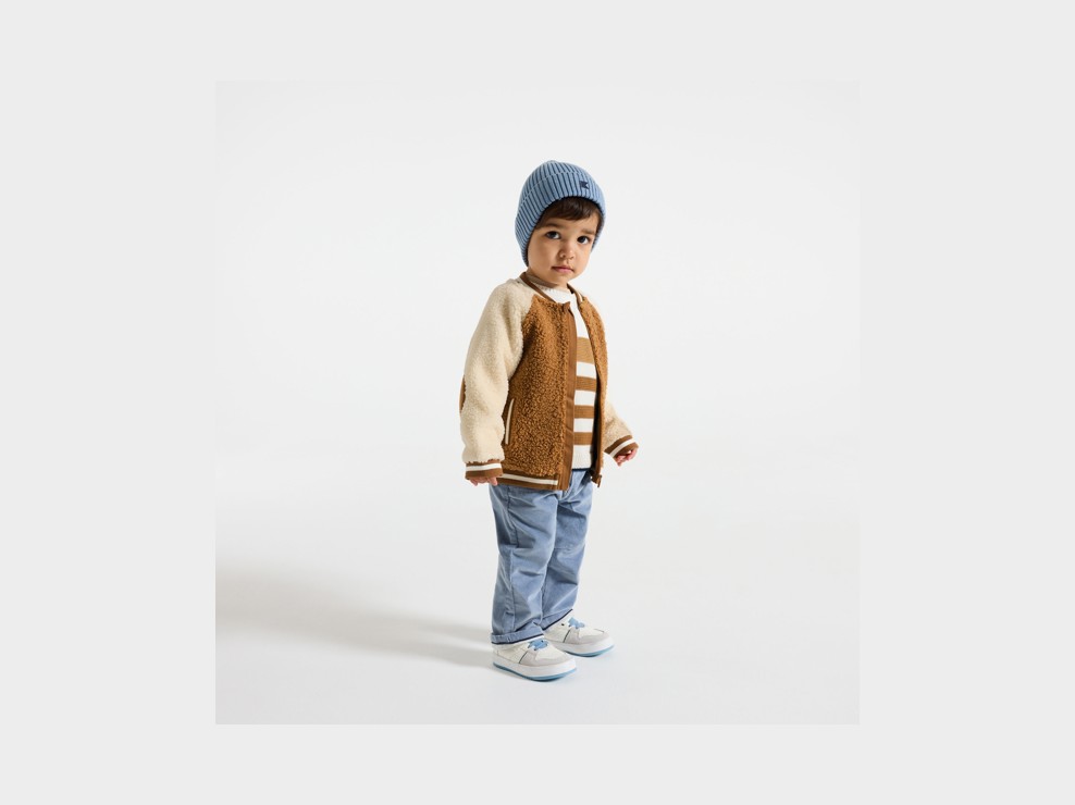 Brązowa kurtka bomberka z futerkiem sherpa niemowlę chłopiec 1