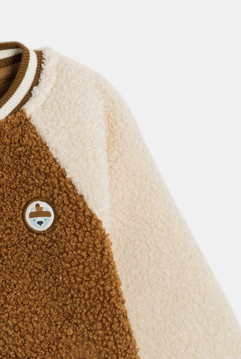 Blouson Teddy en sherpa marron bébé garçon