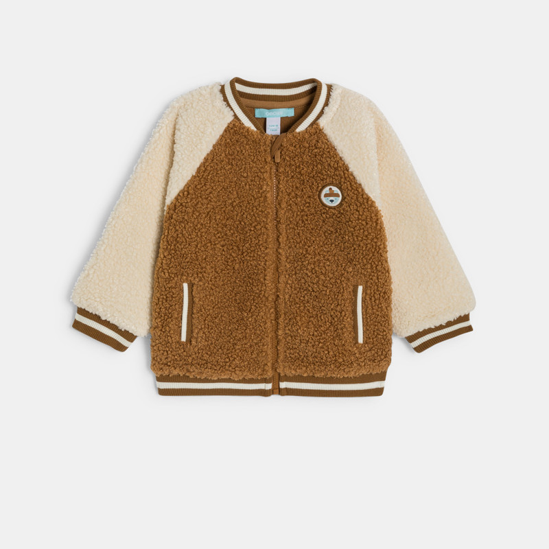 Collegejacke aus Sherpa braun Kleinkind Junge