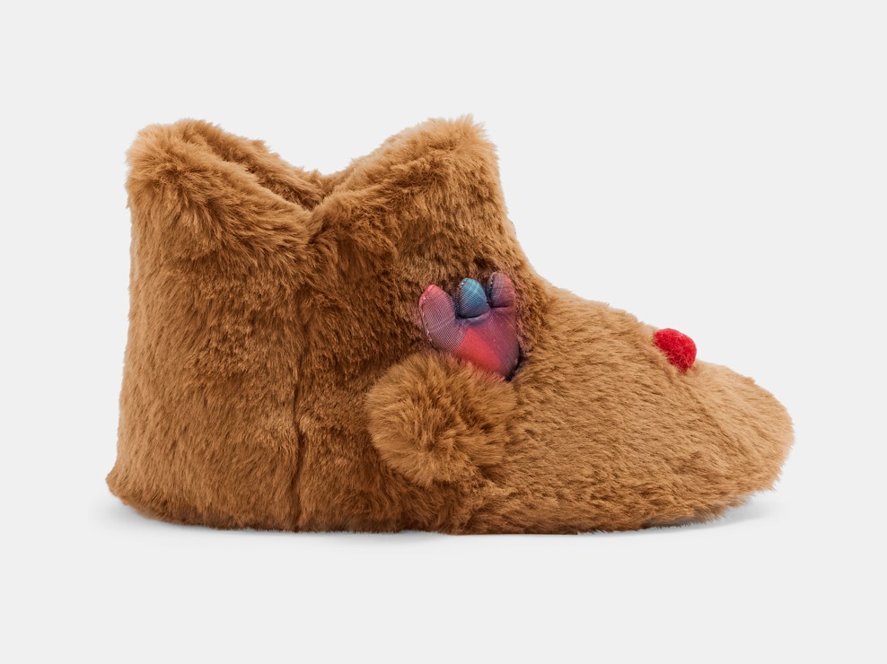 Hausschuh Rentier Samt braun Jungen oder Mädchen 1