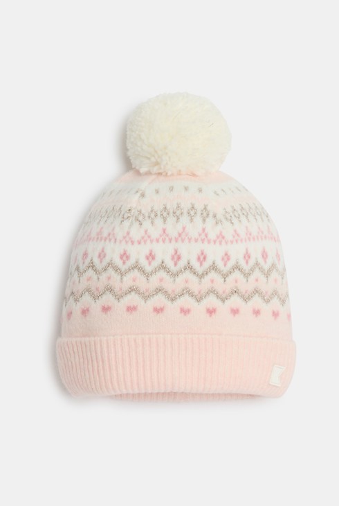 Berretto rosa con pompon per Bambina 1
