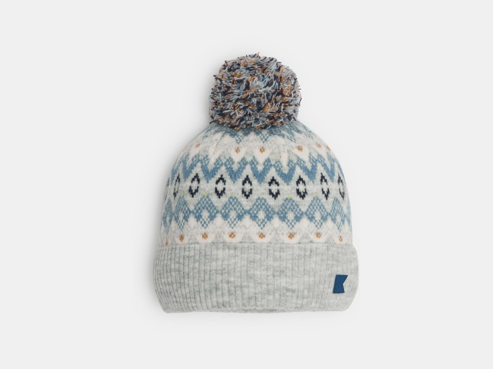 Gorro con pompón motivo escandinavo gris niño 1