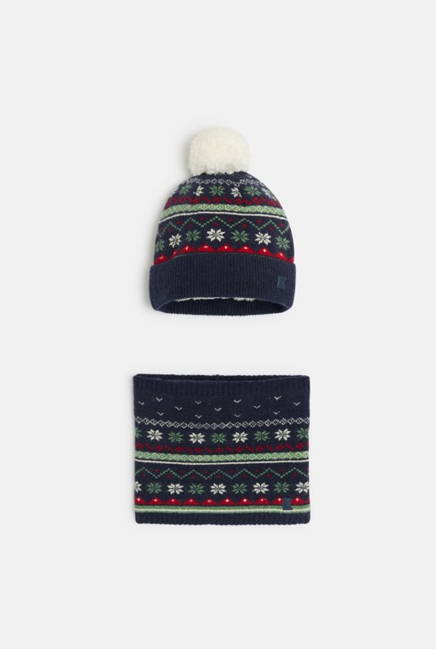 Berretto e snood blu navy per Bambino 1