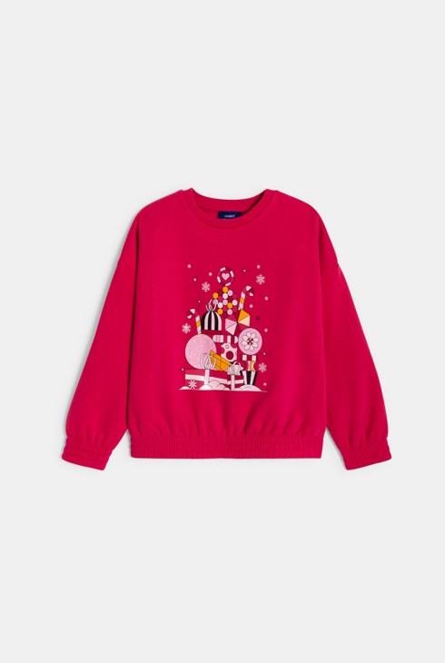 Girl's red motif sweatshirt 2