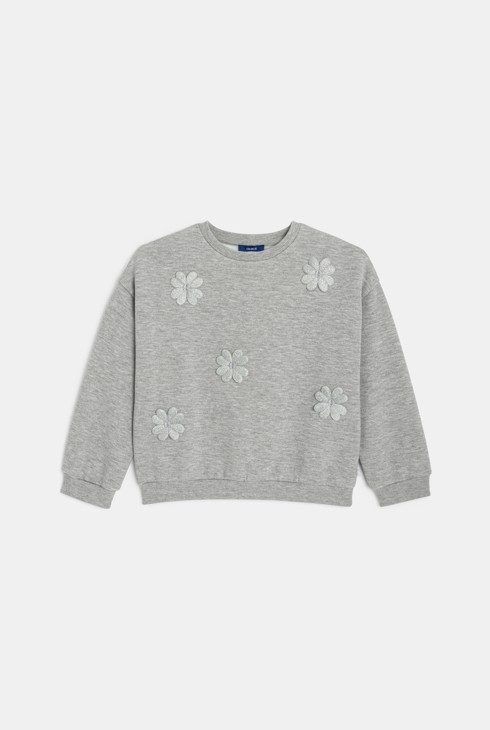 Sweatshirt geblümt grau Mädchen 1