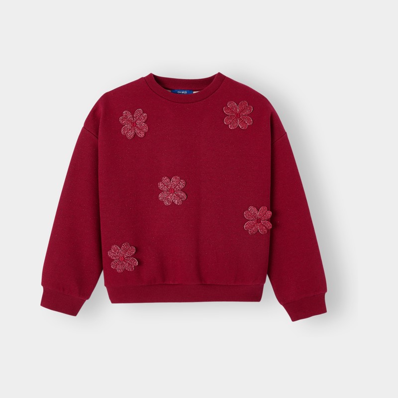 Rode trui met bloemenmotief voor meisjes