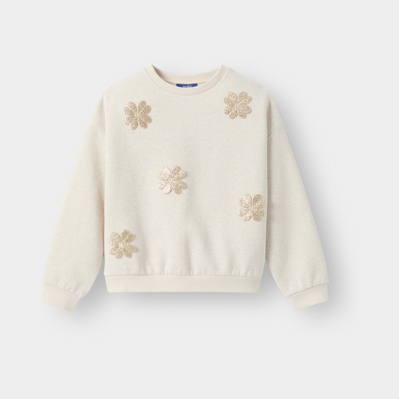 Ecrukleurig sweatshirt voor meisjes