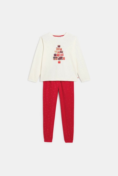 Girl's 2-piece red velvet pyjamas 2