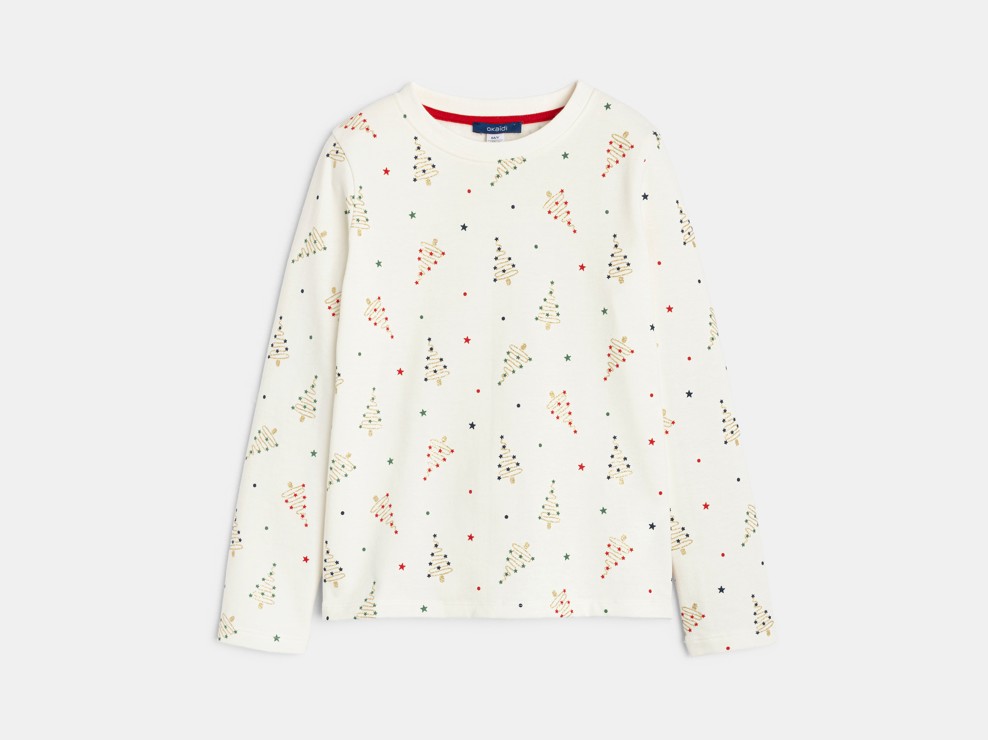 Bijela dvodijelna pidžama s prazničnim motivom za djevojčice 2