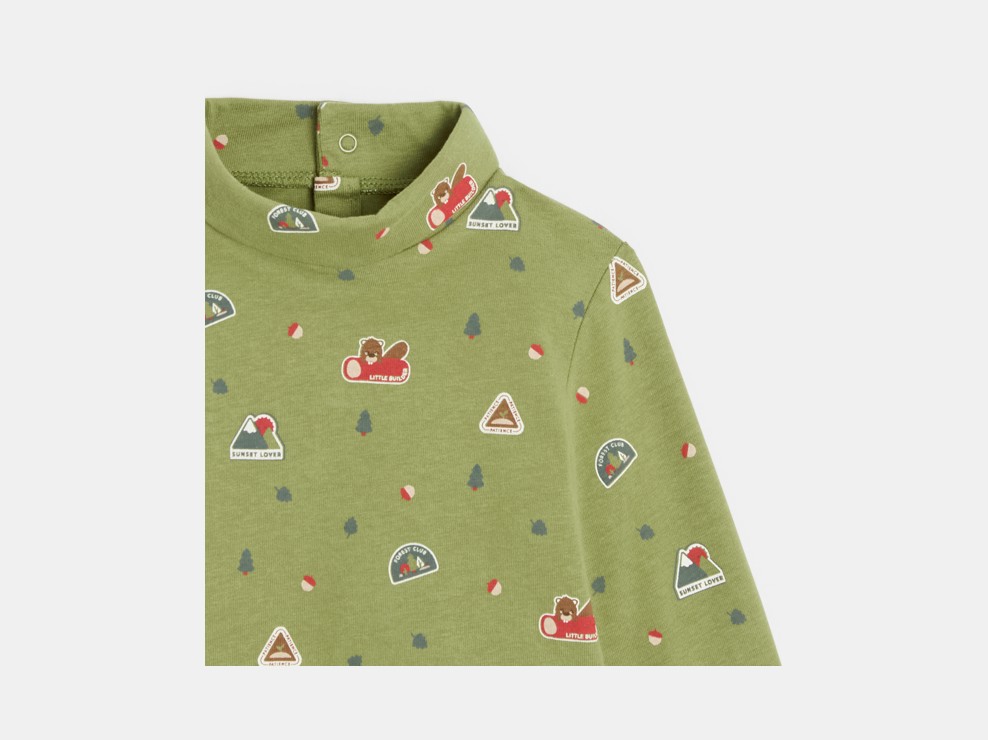 T-Shirt Stehkragen Aufdruck Jersey grün Kleinkind Junge 2