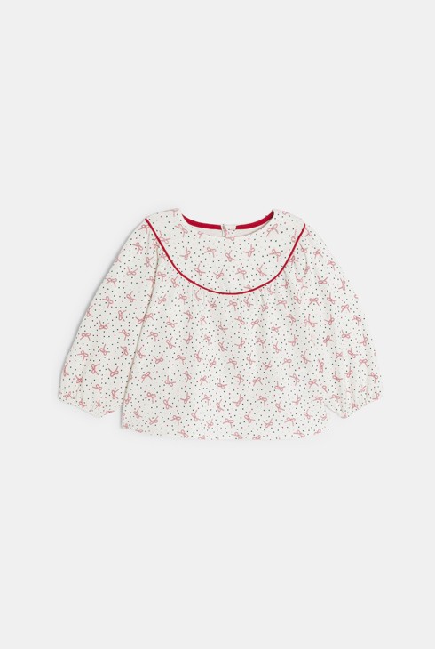 Blouse blanche imprimé noeud bébé fille 1