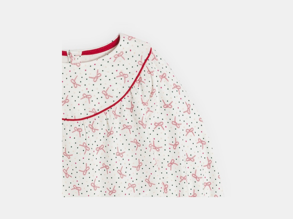 Blouse blanche imprimé noeud bébé fille 2