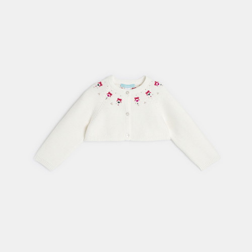 Gilet Boléro Blanc Bébé Fille - Ecru Tres Clair - 5A - OBAIBI