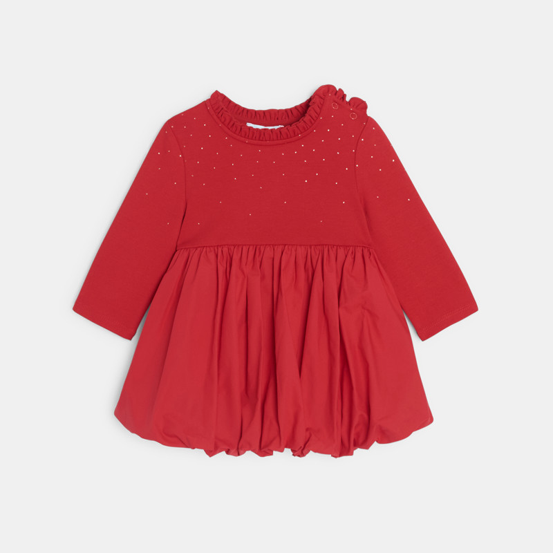 Kleid zwei Materialien plissiert rot Kleinkind Mädchen