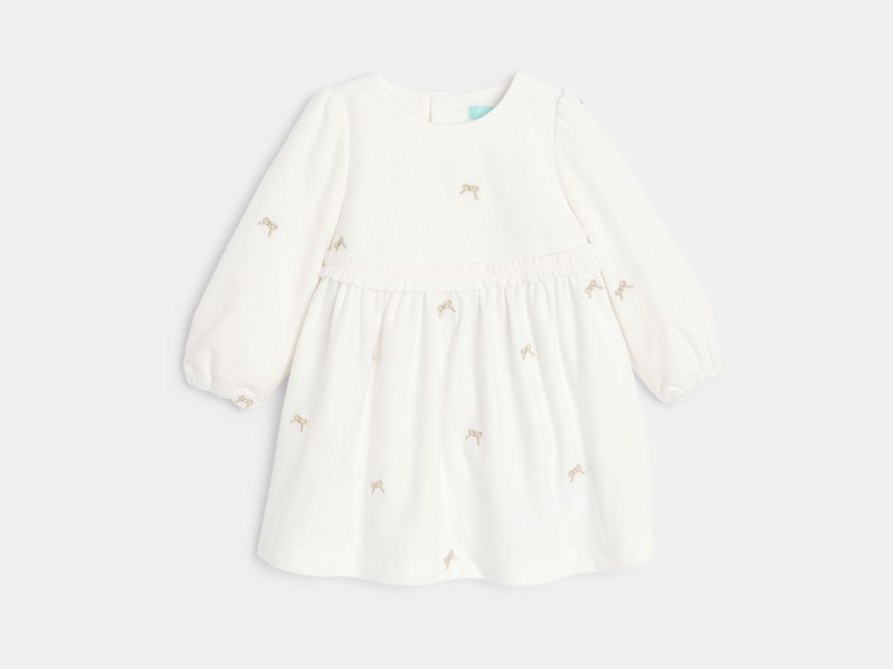 Kleid aus Samt weiß Kleinkind Mädchen 1