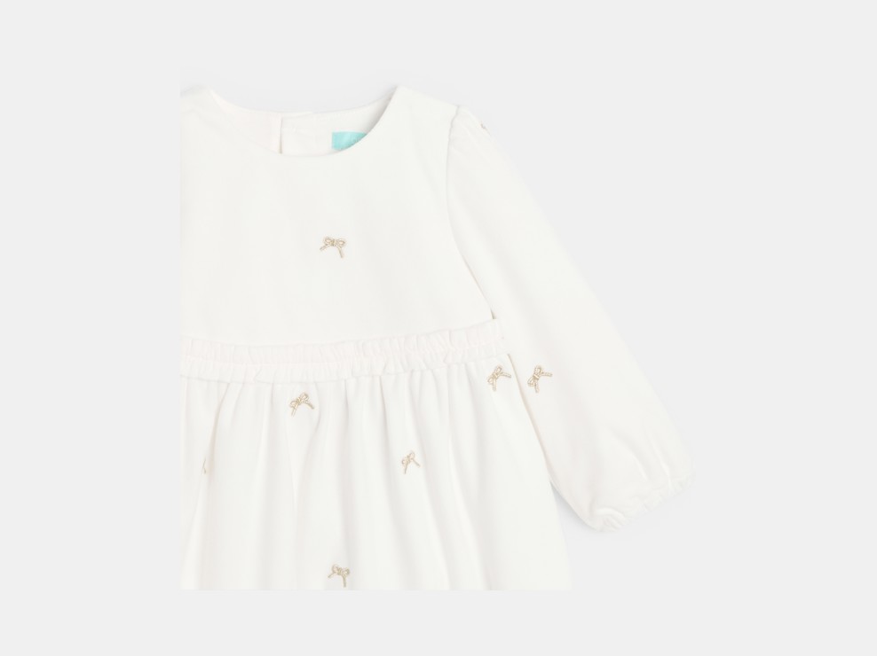 Kleid aus Samt weiß Kleinkind Mädchen 2