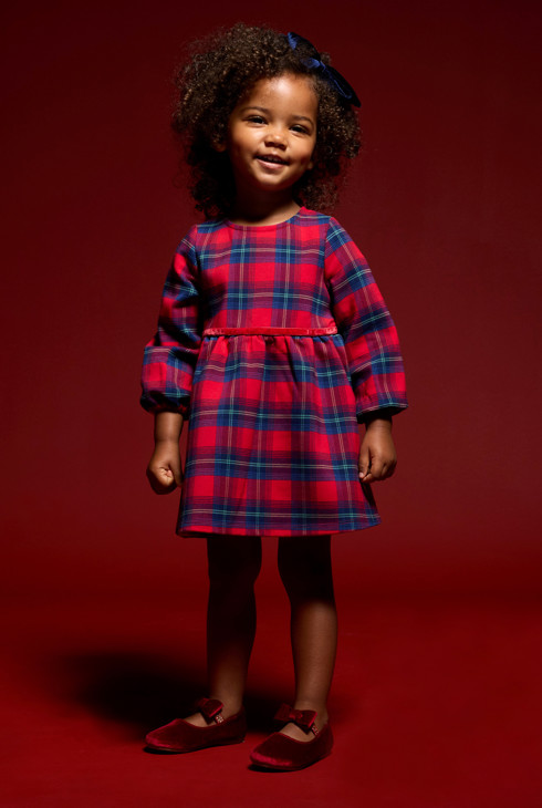 Baby girl's red checked dress 1