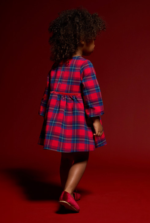 Vestido de cuadros rojo bebé niña 2