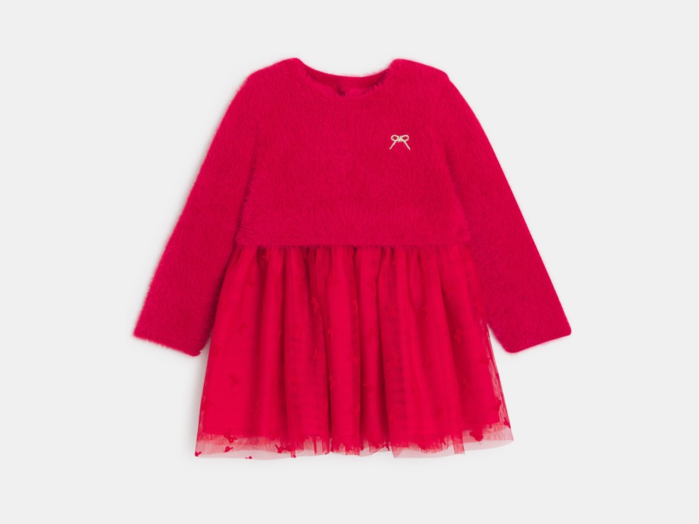 Kleid rot lange Ärmel Kleinkind Mädchen 2